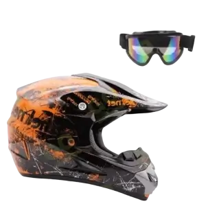 Off Road Helmet with Goggles - Orange