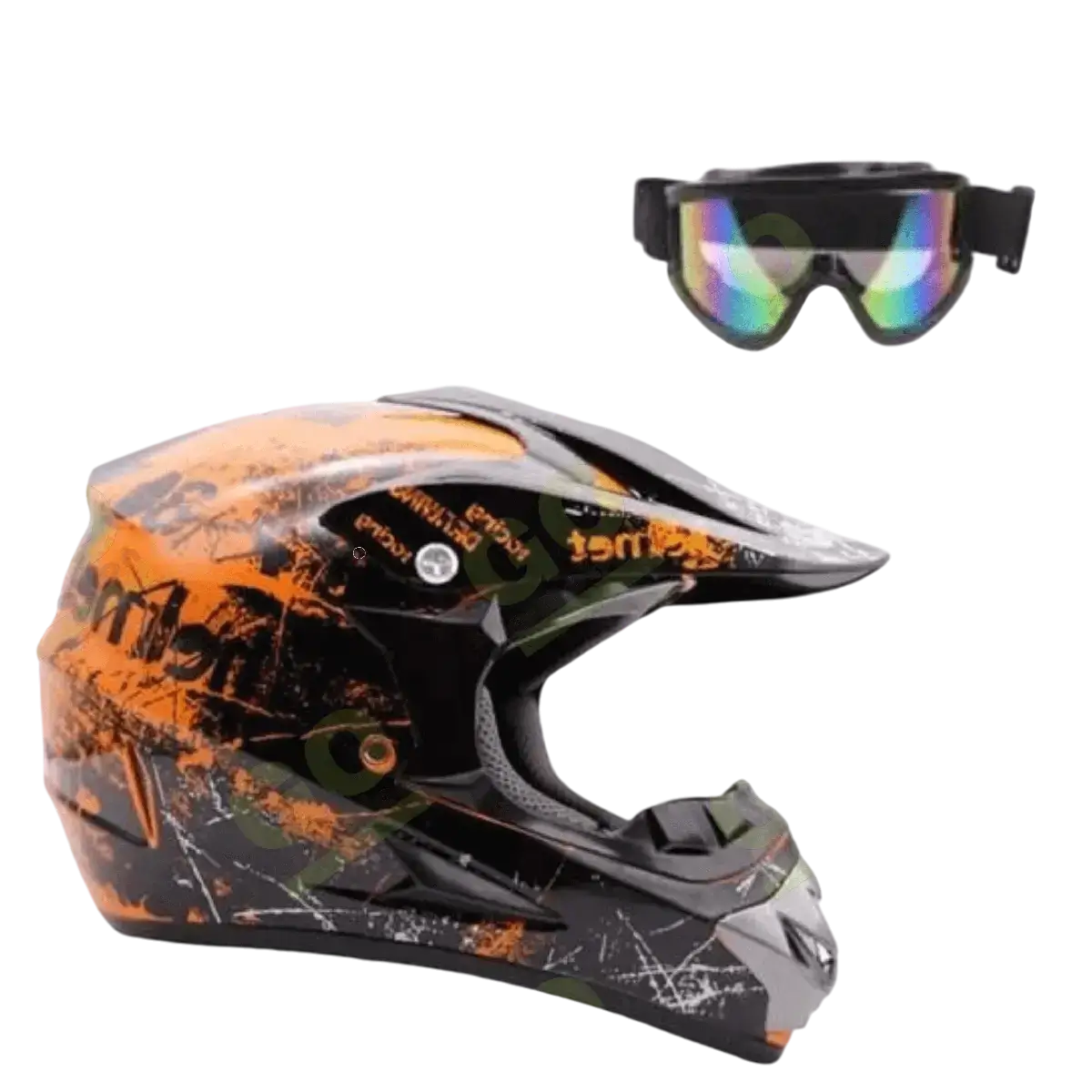 Off Road Helmet with Goggles - Orange