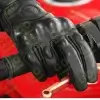 Leather gloves with protector and sensor - Gallery 2