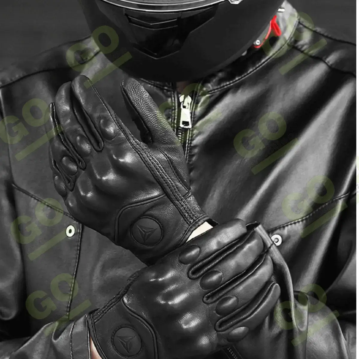 Leather gloves with protector and sensor - Gallery 3
