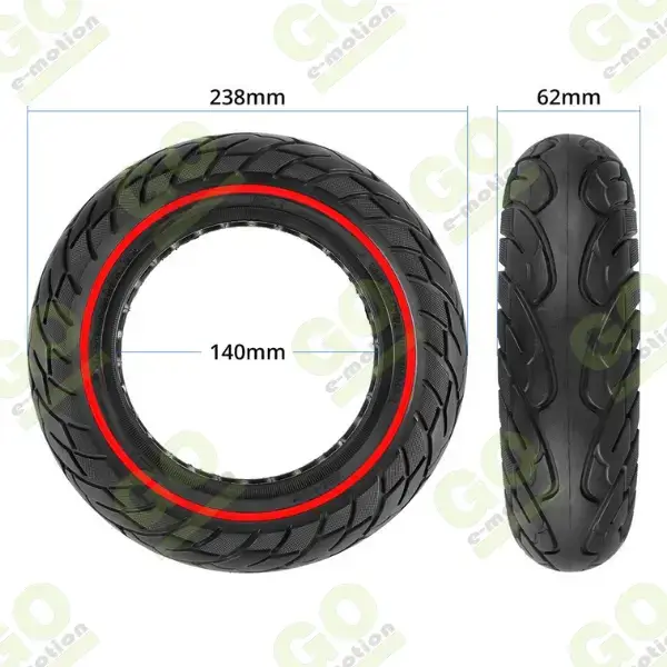 10x2.5 Inch Honeycomb Solid Tire with Red Ring for Ninebot Scooters - Gallery 1