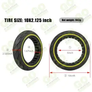 Solid tire 10x2.125 with yellow ring for Xiaomi scooter - Gallery 1