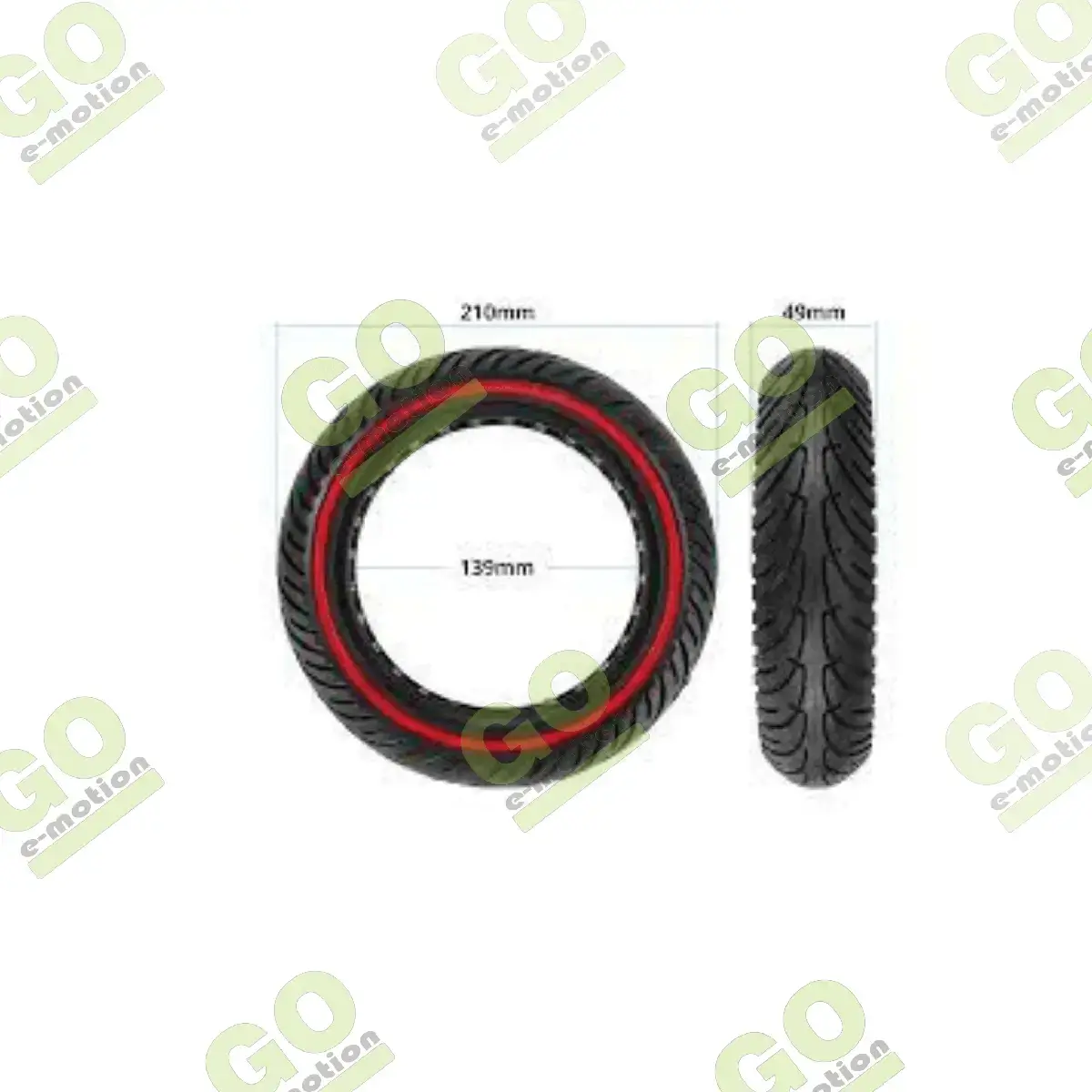 Solid tire 8.5x2 inch with red ring for Xiaomi scooters - Gallery 1
